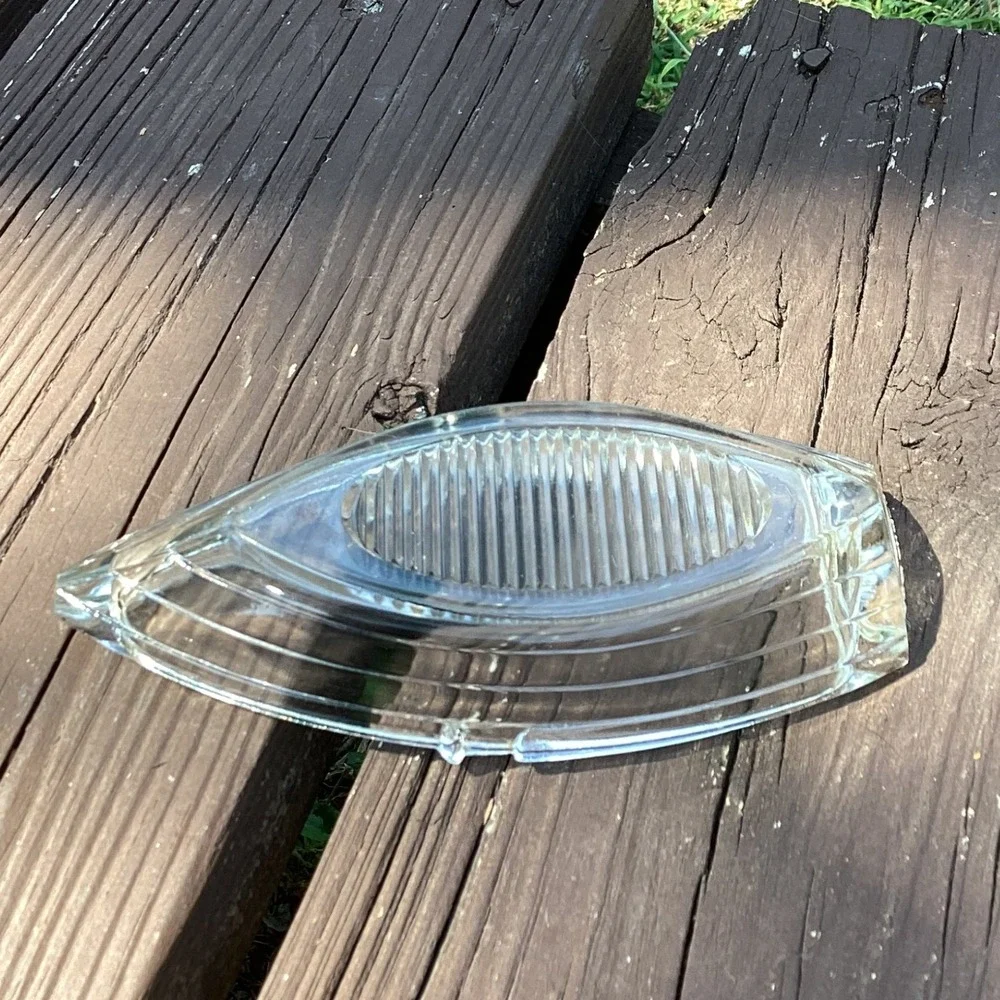 Vintage‎ Glass Ashtray Boat Shape Clear Made in USA